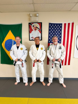 Mike Feil with two Brazilian jiu-jitsu training partners